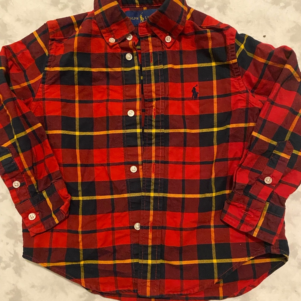 Red plaid toddler button up